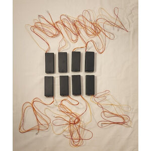 Lot of 8 - 2 AA battery case holder - w/ON-OFF switch & two RED LED lights each